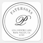 オリジナルのクラシックモノグラム返信住所を作成 スクエアシール (正面)