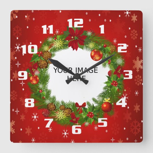 オリジナルのクリスマスグッズを作ろう 写真をアップロード スクエア壁時計 (正面)