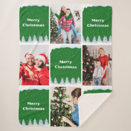 オリジナルのクリスマスコラージュ写真 シェルパブランケット