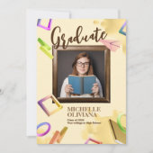 オリジナルのクリーミーなファンシーな卒業発表をパーソナライズ 招待状 (正面)