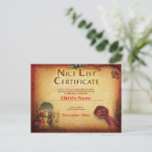 オリジナルのサンタのよい子のリスト証明書 ポストカード (スタンド正面)