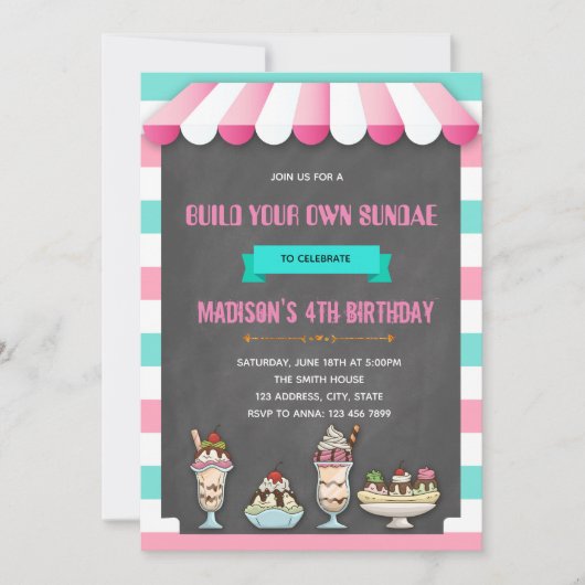 オリジナルのサンデーパーティー招待状 招待状 (正面)