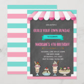 オリジナルのサンデーパーティー招待状 招待状 (正面/裏面)