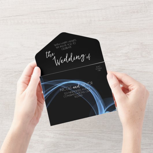 オリジナルのスモークリボンを作成 オールインワン招待状 (開いている状態)