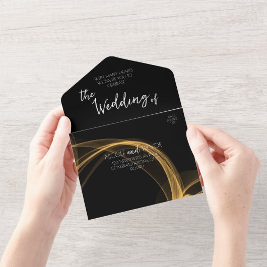 オリジナルのスモークリボンを作成 オールインワン招待状 (開いている状態)