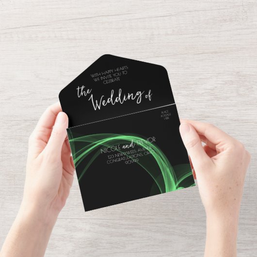 オリジナルのスモークリボンを作成 オールインワン招待状 (開いている状態)