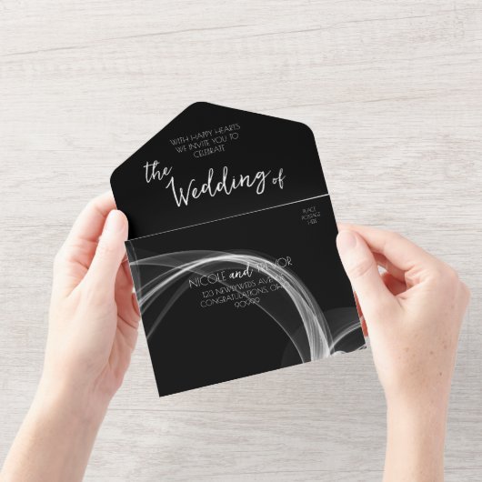 オリジナルのスモークリボンを作成 オールインワン招待状 (開いている状態)