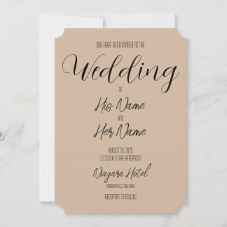 オリジナルのセピアベージュの結婚式を作成 招待状
