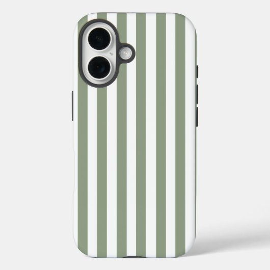 オリジナルのセージグリーンとホワイトのストライプ柄 Case-Mate iPhoneケース (裏面)