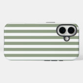 オリジナルのセージグリーンとホワイトのストライプ柄 Case-Mate iPhoneケース (裏面 (横))