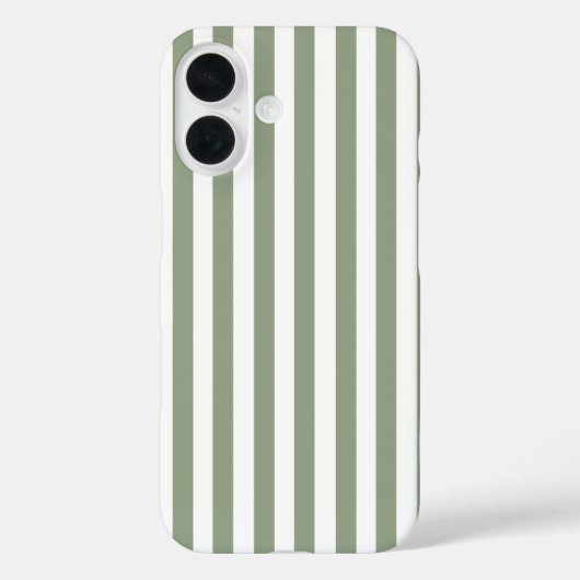 オリジナルのセージグリーンとホワイトのストライプ柄 Case-Mate iPhoneケース (裏面)