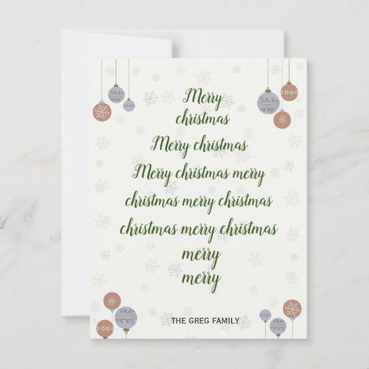 オリジナルのタイポグラフィーでデザインされたクリスマスカード シーズンカード (正面)