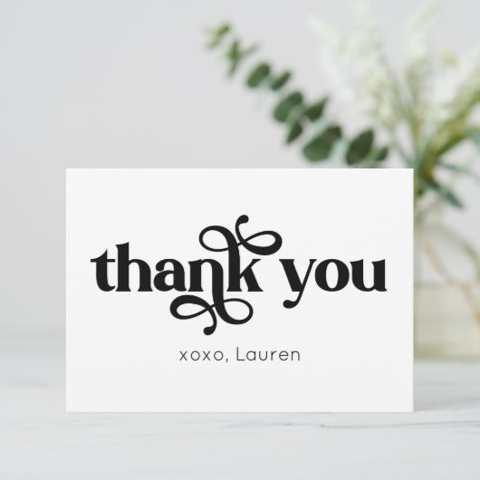 オリジナルのタイポグラフィ フラット サンクス サンキューカード (スタンド正面)