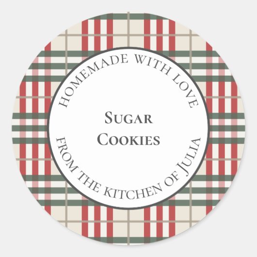 オリジナルのチェック柄フードラベルで手作りのギフトをもっと特別に ラウンドシール (正面)
