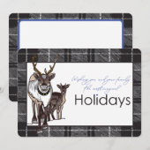 オリジナルのトナカイと鹿のクリスマス ホリデー マジカル シーズンカード (正面/裏面)
