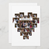 オリジナルのハート型写真コラージュをデザイン サンキューカード (正面/裏面)