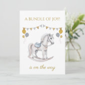 オリジナルのバランス人形(ゆらゆら馬) にペナントの旗をつけて 招待状 (スタンド正面)