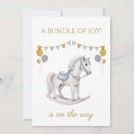 オリジナルのバランス人形（ゆらゆら馬） にペナントの旗をつけて 招待状