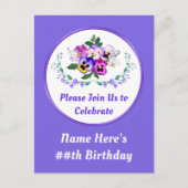 オリジナルのパンジー、誕生日ポストカード招待状 ポストカード (正面)