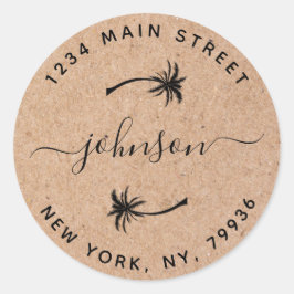 オリジナルのパームツリー ラウンド 返送先住所を作成する ラウンドシール