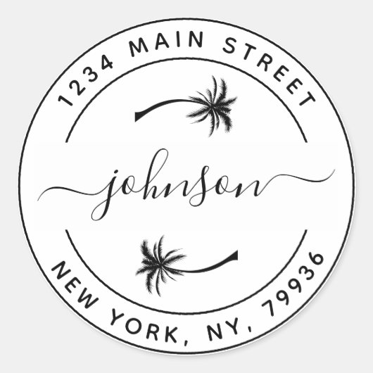 オリジナルのパームツリー ラウンド 返送先住所ラベルを作成しよう ラウンドシール (正面)