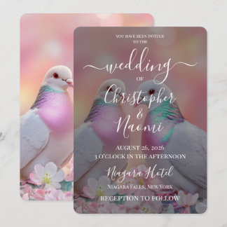 オリジナルのピンクの虹の鳩の結婚式 招待状