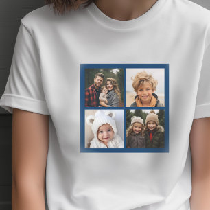 オリジナルのフォトコラージュ - ネイビー 4枚 Tシャツ