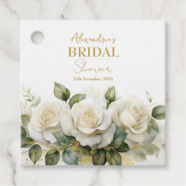 オリジナルのブライダルシャワー ホワイトローズ フェイバータグ