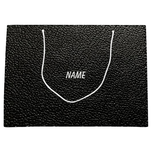 オリジナルのブラックレザーデザイン抱き枕 ラージペーパーバッグ (正面)