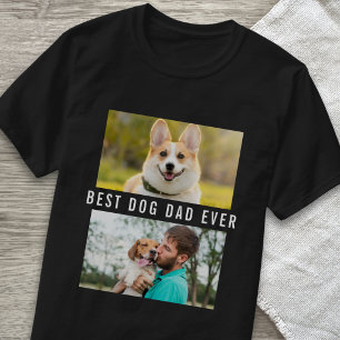 オリジナルのベスト・ドッグ・ダッド・エバー 2枚の写真コラージュを作ろう Tシャツ