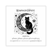 オリジナルのペイズリー三日月黒猫 ラバースタンプ (インプリント)