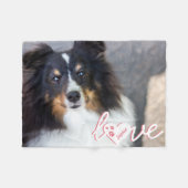 オリジナルのペット写真と名前＆愛のメッセージ フリースブランケット (正面(横))