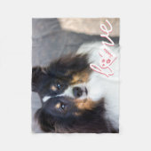 オリジナルのペット写真と名前＆愛のメッセージ フリースブランケット (正面)