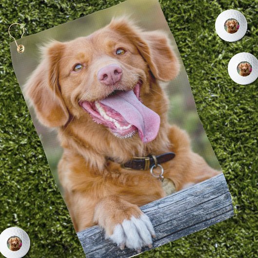 オリジナルのペット犬の写真を作成 ゴルフタオル