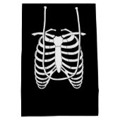 オリジナルのホラーリブケージのスケルトンのハロウィーン ミディアムペーパーバッグ (裏面)