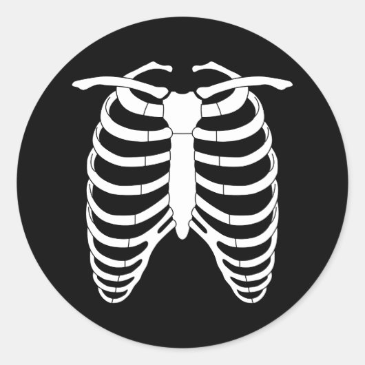 オリジナルのホラーリブケージのスケルトンのハロウィーン ラウンドシール (正面)