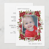 オリジナルのポインセチアのホリデー写真を作成する シーズンカード (正面/裏面)