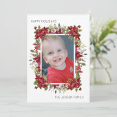 オリジナルのポインセチアのホリデー写真を作成する シーズンカード (スタンド正面)