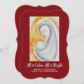 オリジナルのマドンナと子供の水彩画ホリデーカード (正面/裏面)