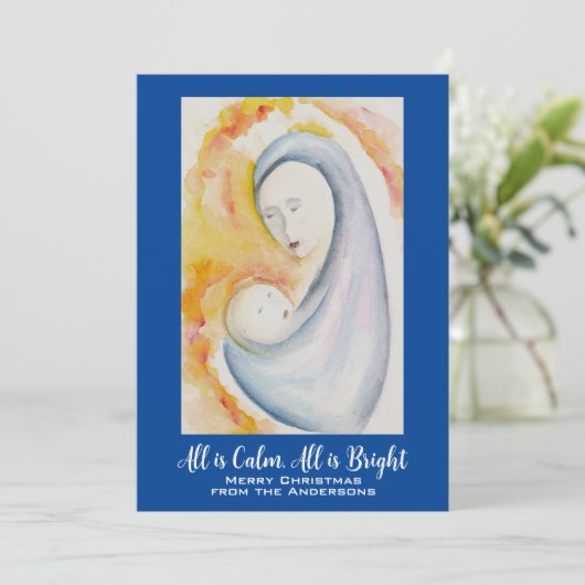 オリジナルのマドンナと子供の水彩画 シーズンカード (スタンド正面)
