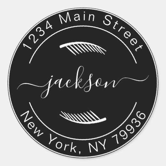 オリジナルのモダンな丸型返送先住所ラベルを作成 ラウンドシール (正面)