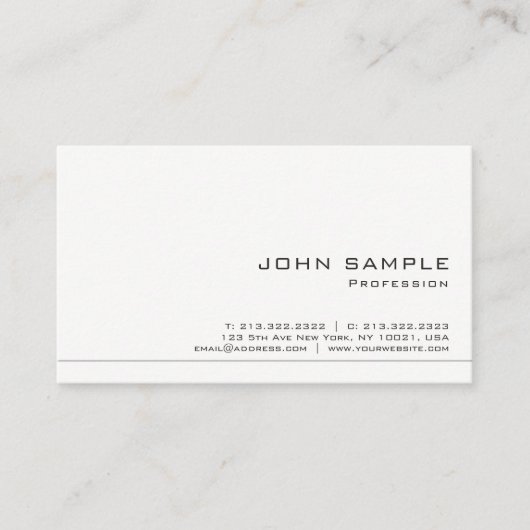 オリジナルのモダンな白いマットなスタイリッシュカードを作成 名刺 (正面)