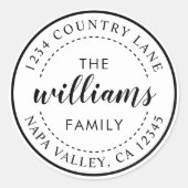 オリジナルのモダンカリグラフィー返信住所ラベルを作成 ラウンドシール (正面)