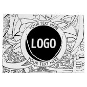 オリジナルのモダンラインアート作品 & あなたのロゴ ラージペーパーバッグ (裏面)