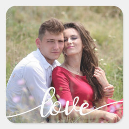 オリジナルのラブスクリプト ロマンチック カップル フォトを作成 スクエアシール