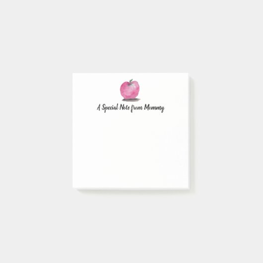 オリジナルのリンゴの水彩画 特別なメモ ママより ポストイット (正面)