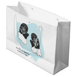 オリジナルのレトロミトン ブルークリスマスを作成 ラージペーパーバッグ