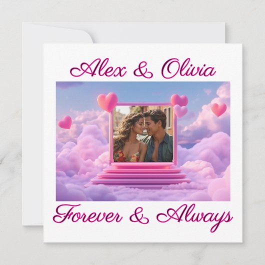 オリジナルのロマンチックなハートの写真テンプレートを作成 カード (正面)