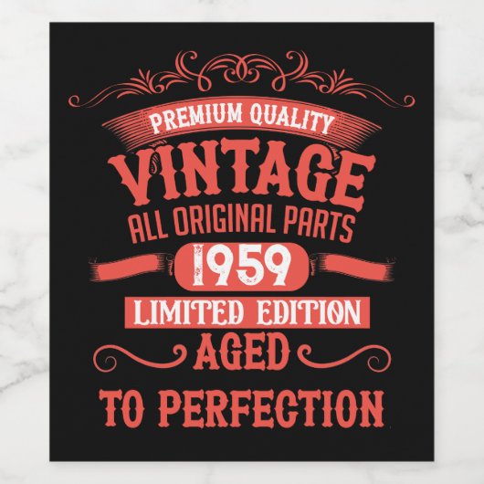 オリジナルのヴィンテージ65歳誕生日パーティー ワインラベル (シングルラベル)