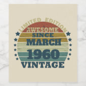 オリジナルのヴィンテージ65歳誕生日パーティー ワインラベル (シングルラベル)